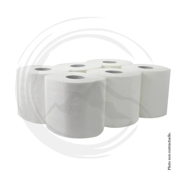 Bobine ouate gaufrée blanche 450F X6 Ecolabel